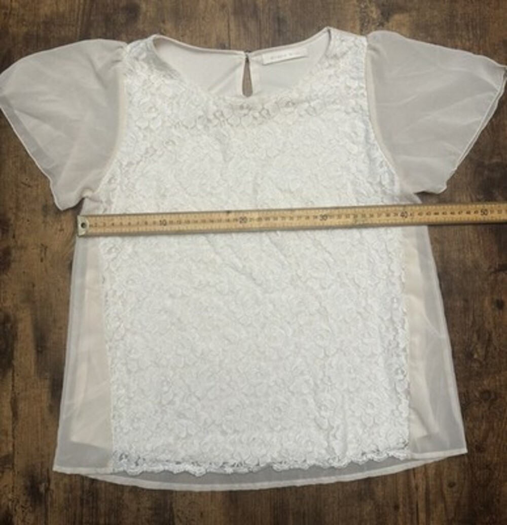 Miracle Minx Ivory Lace Panel Flutter Sleeve Blouse